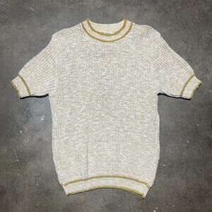 Vintage 60s Towncraft Yellow Acrylic Short Sleeve Sweater